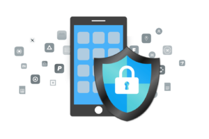 shield and mobile phone
